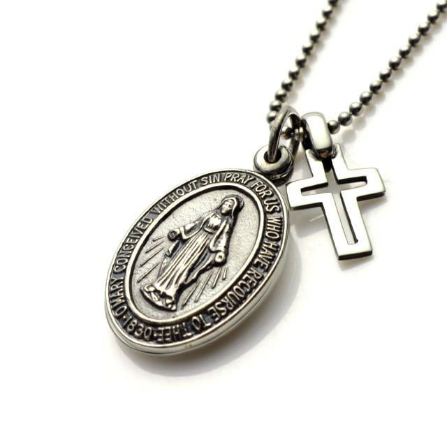 usk amp Japan シルバーネックレス　マリア　ロケット アンプジャパン Silver Maria Locket with Silver Cross シルバー