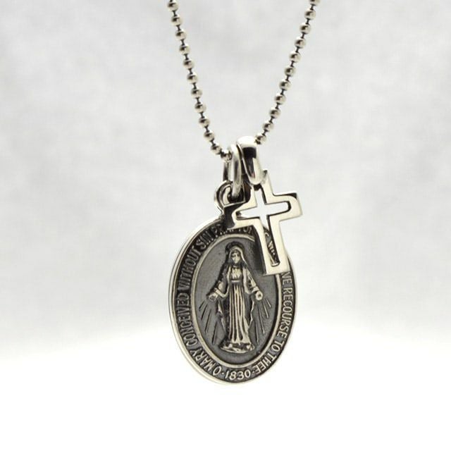 マリア　シアン アンプジャパン Silver Maria Locket with Silver Cross シルバー