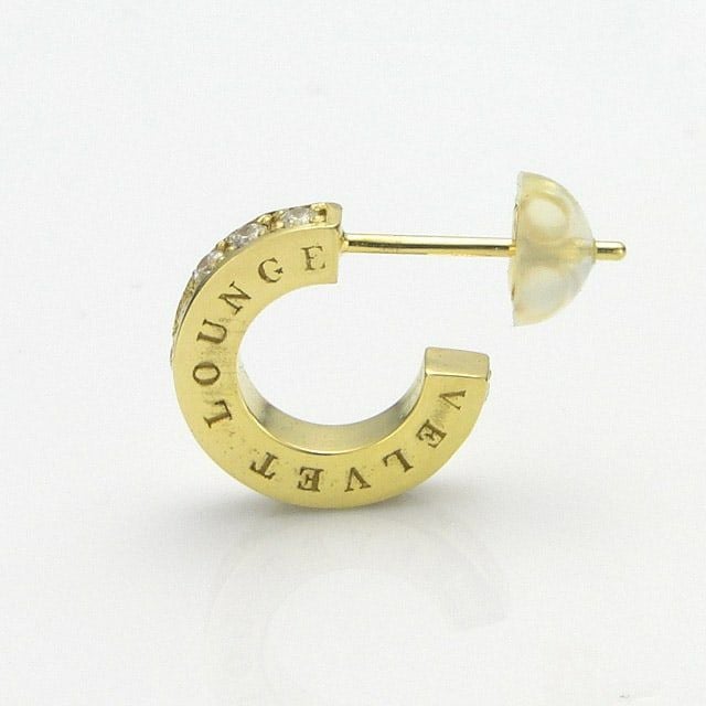 ヴェルヴェットラウンジ ストーンフープピアス/K18コーティング クリア