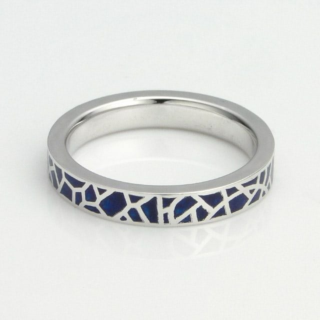 ヴェルヴェットラウンジ モザイク リング/ロジウムコーティング ブルー