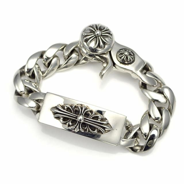 クロムハーツ IDブレスレット w/フローラルクロス w/クラシックリンク