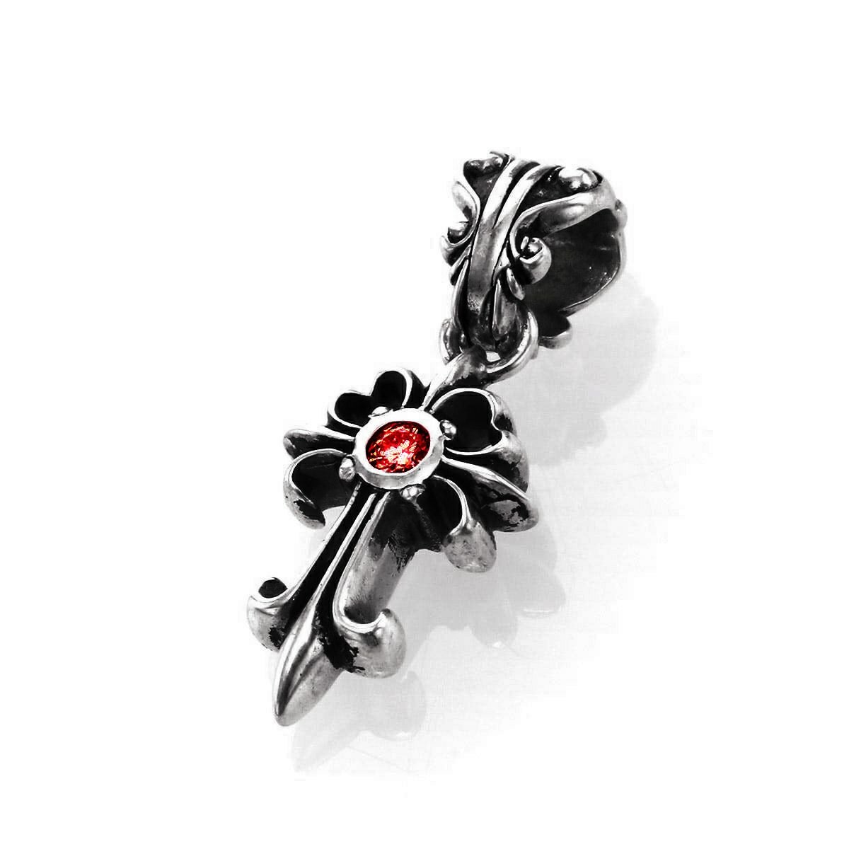 レザーズアンドトレジャーズ ポープスストーンクロスピアス w/レッド