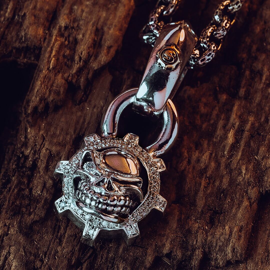 スターリンギア マイクロスカルギアフェイスペンダント w/18k S