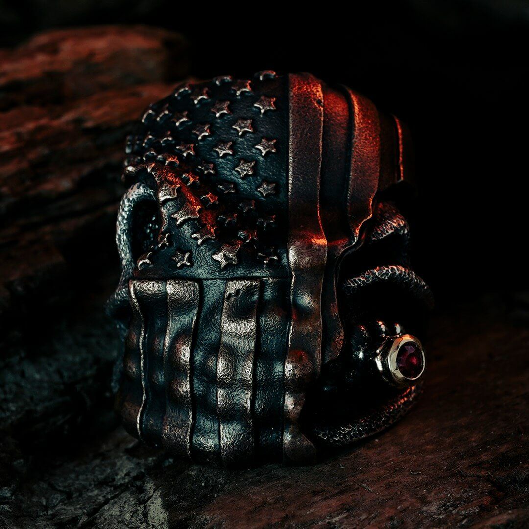 スターリンギア ニュースカルマーブルペンダント w/スカル/アメリカン