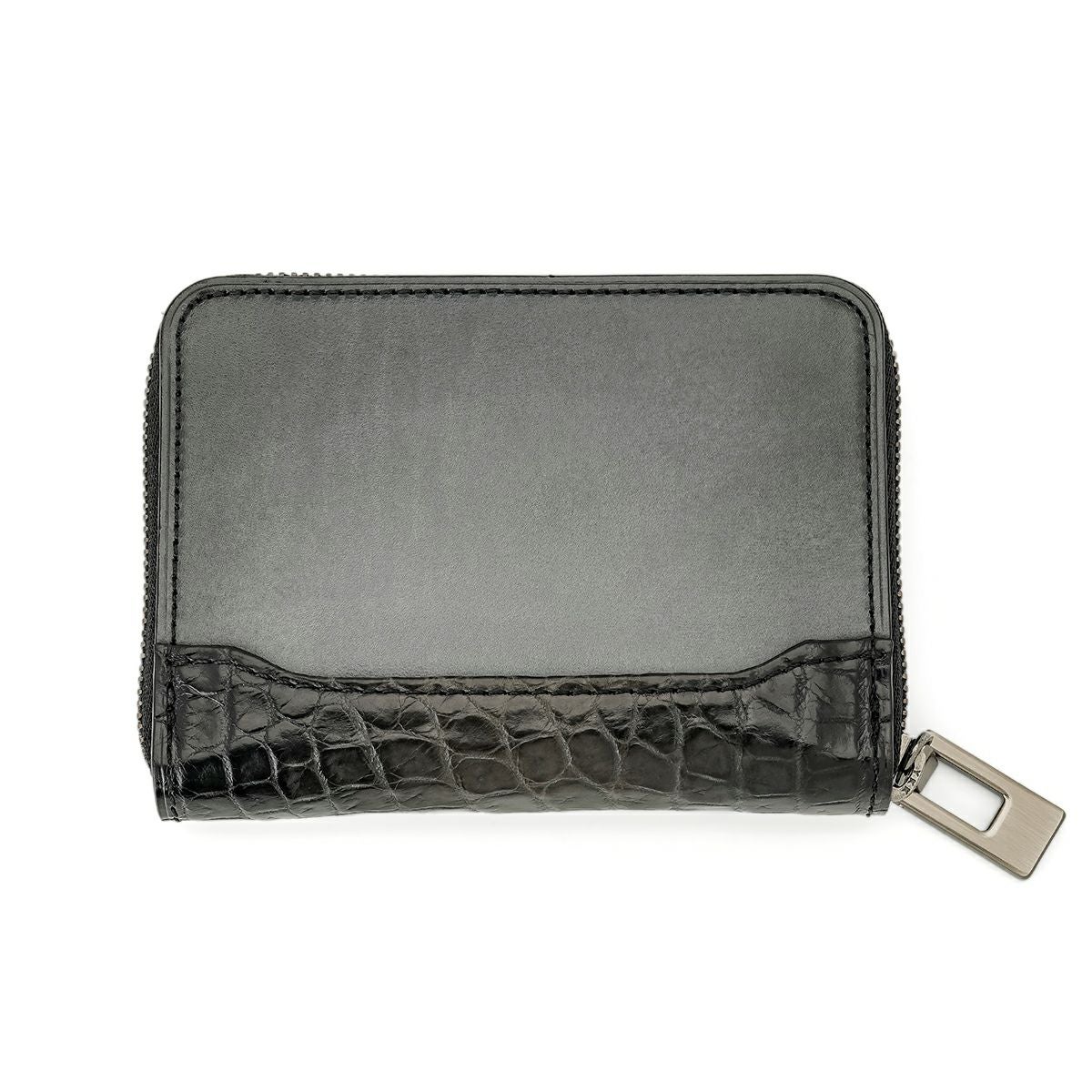 ユハク クロコダイルコンビ ラウンドファスナーマルチケース グレー