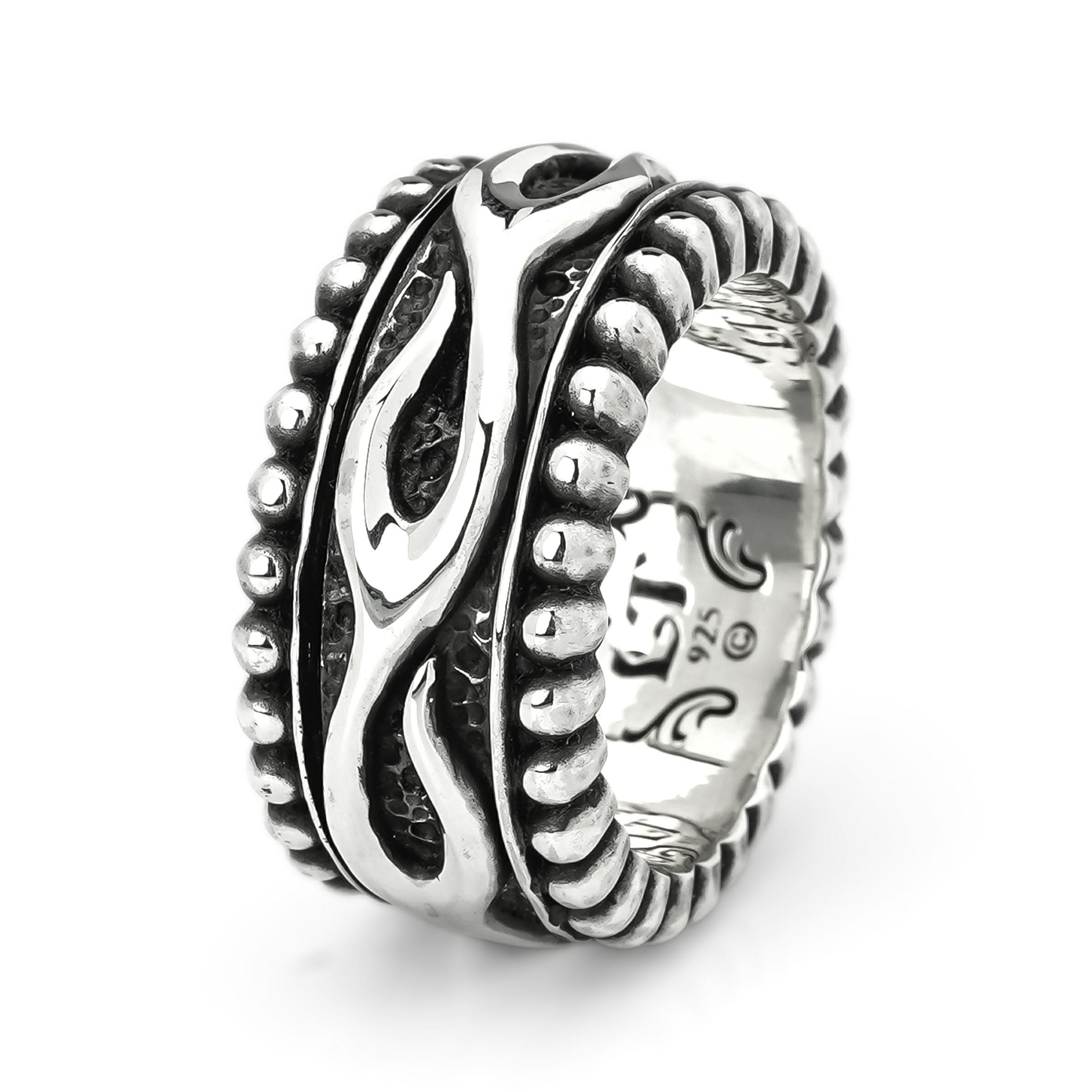 レザーズアンドトレジャーズ ビーデッドエッジリボルビングリング w