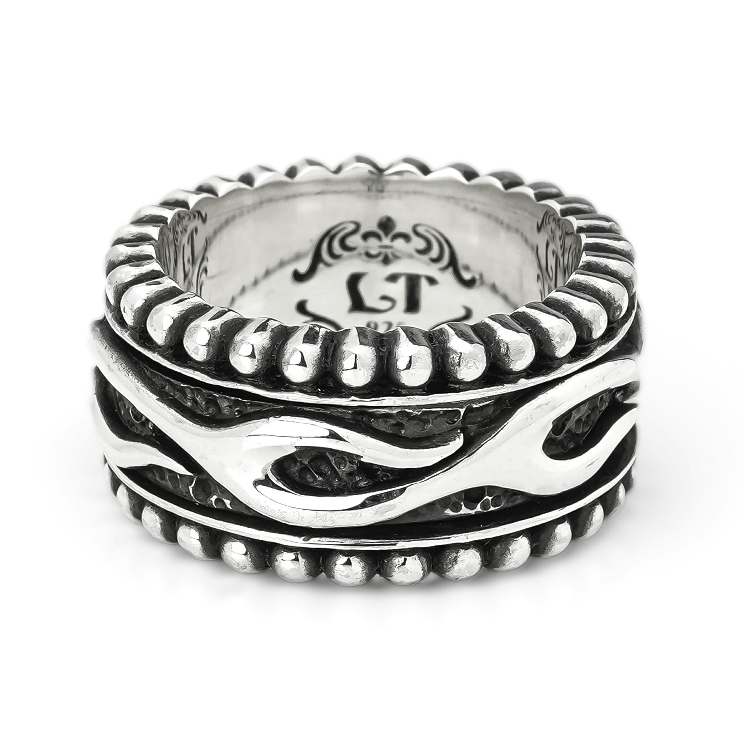 レザーズアンドトレジャーズ ビーデッドエッジリボルビングリング w