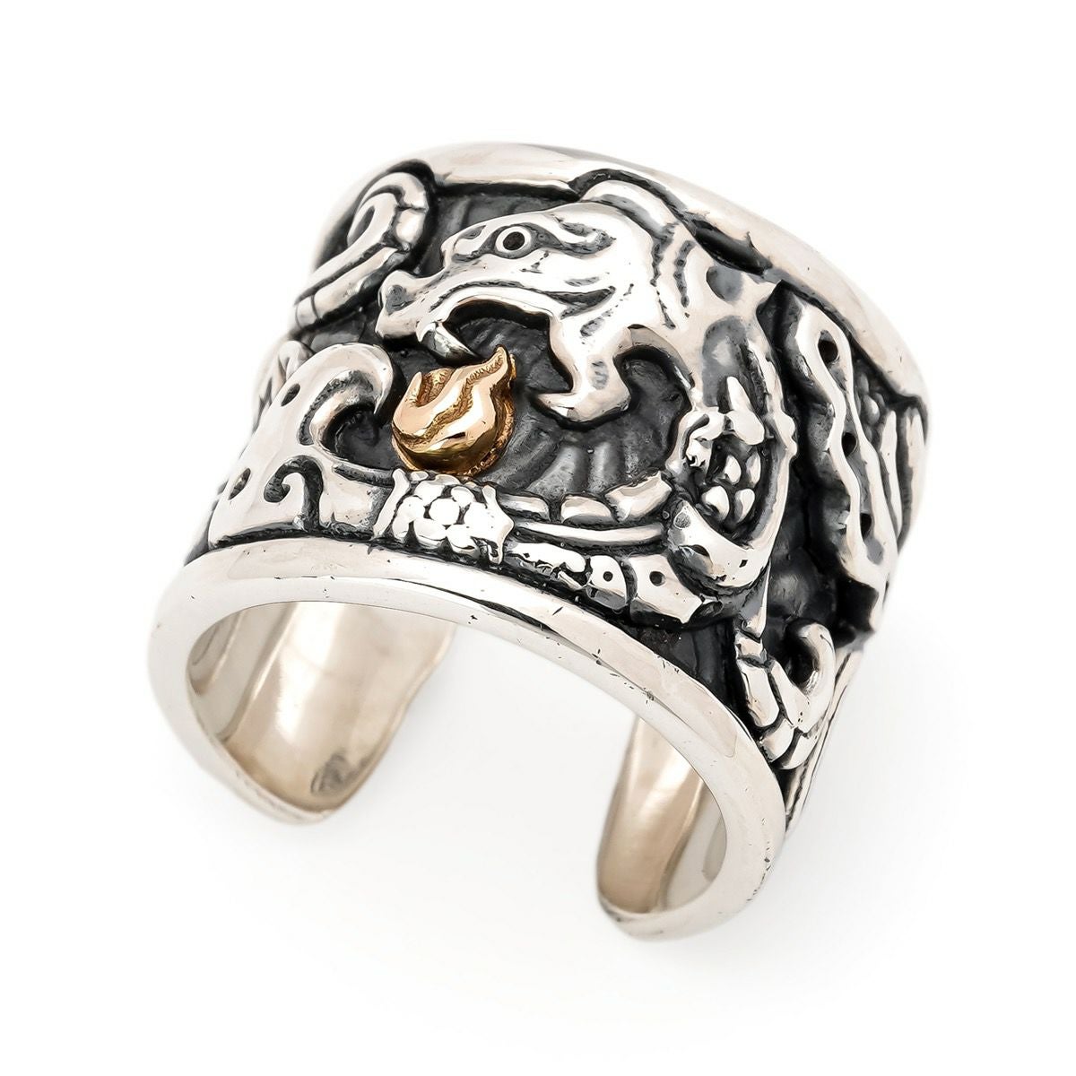 ウージ 18k ゴールド ジェイド ドラゴン サム リング（ラージ