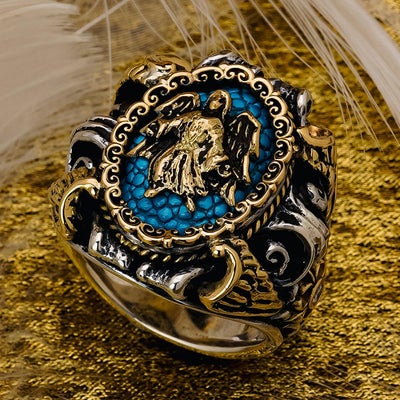 スモールポープスインレイリング w/K18フィリグリー&4ウイング&ロープエッジ＆サイドクロス w/K18ガーディアンエンジェル w/ダイヤモンド(サイド) w/スティングレイ