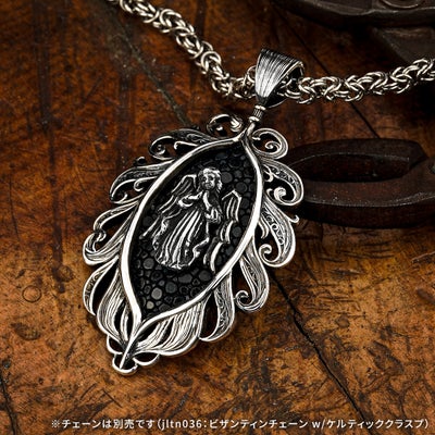 エンブレイスフェザーインレイペンダント w/ガーディアンエンジェル w/サンディッドスティングレイ