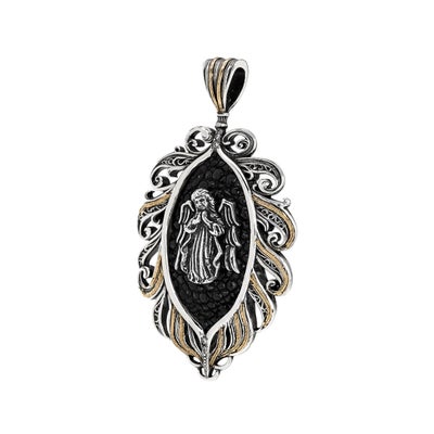 【期間限定】エンブレイスフェザーインレイペンダント w/K18YGファインライン＆ダイヤモンド w/ガーディアンエンジェル w/スティングレイ