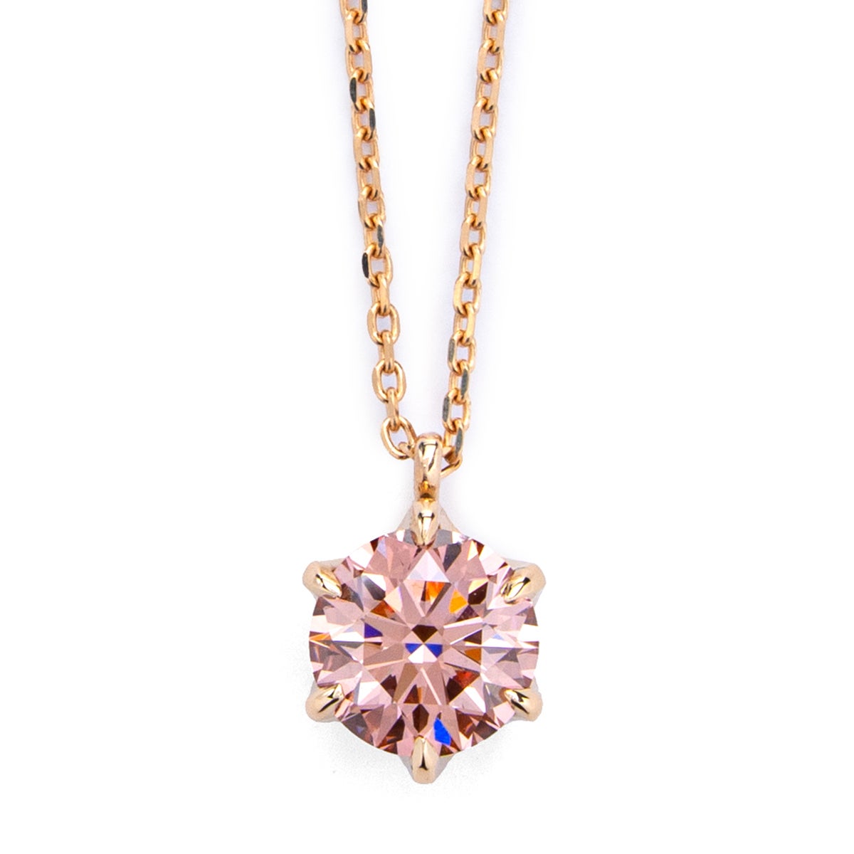 ピンク1.0ct（IGI鑑定書付）ラボグロウンダイヤモンド K18イエローゴールド 一粒ネックレス