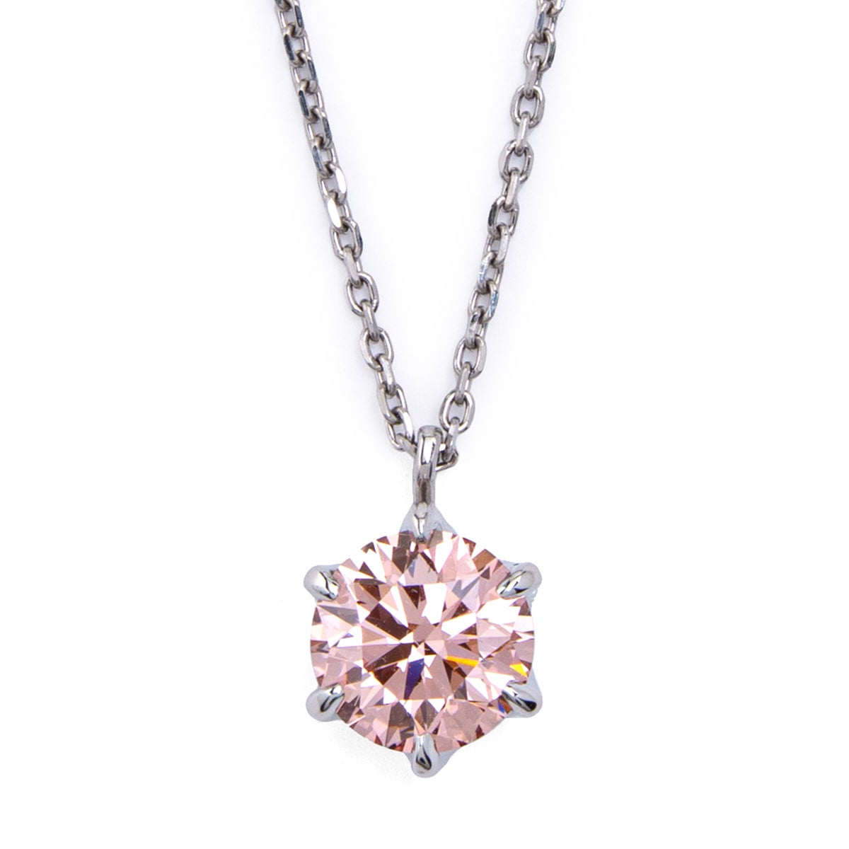 ピンク1.0ct（IGI鑑定書付）ラボグロウンダイヤモンド プラチナ 一粒ネックレス